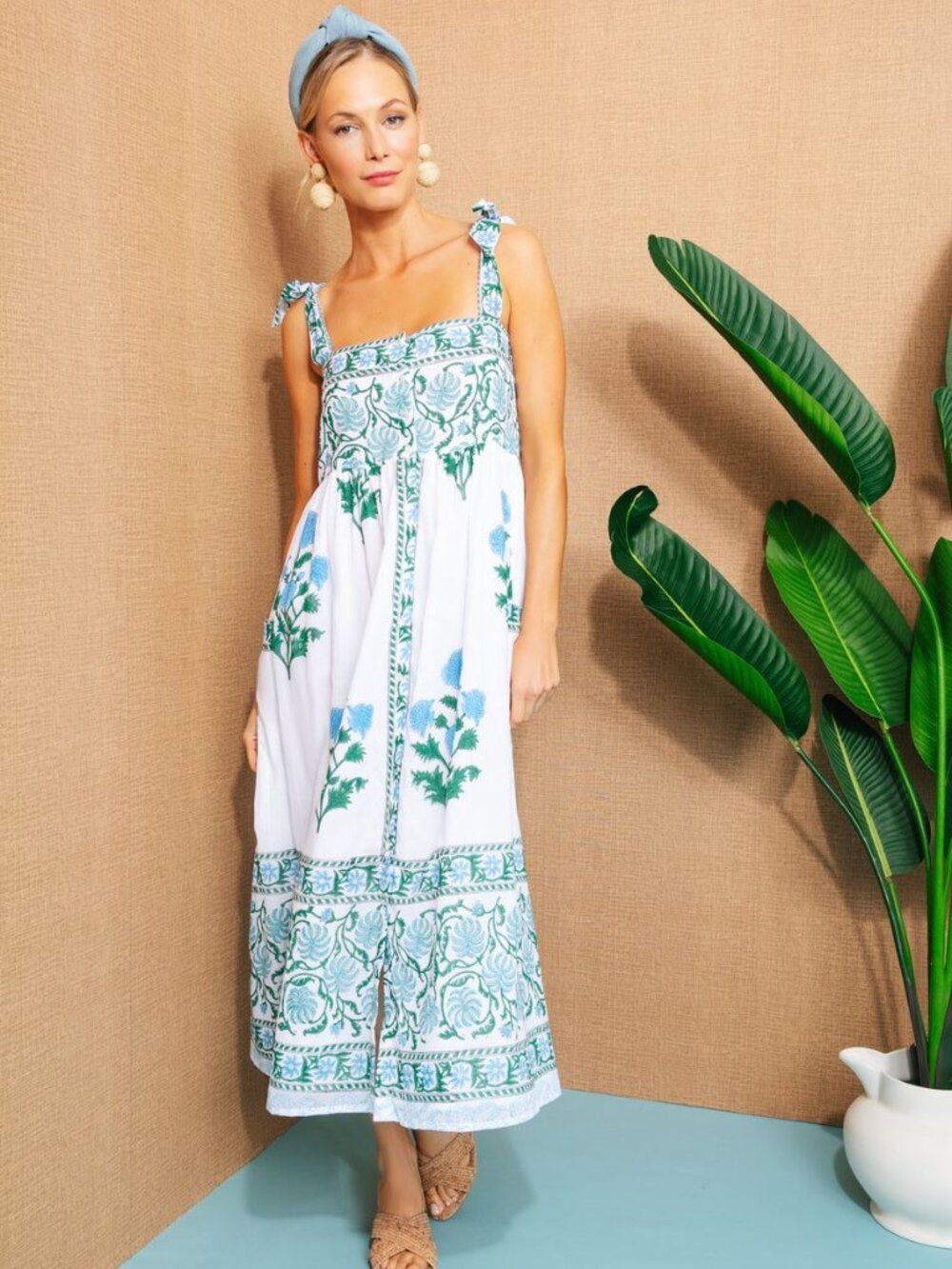Juliet Dunn Poppy Tie Shoulder Midi Dress Sz 1 XS/S - Picture 3 of 11